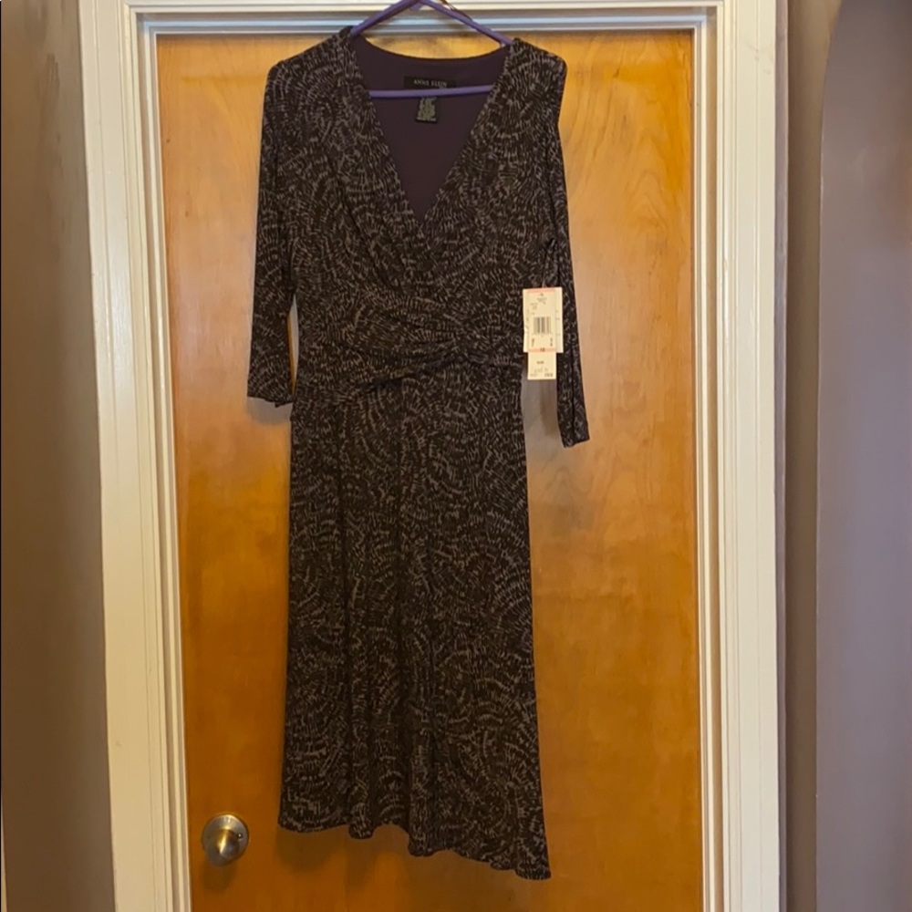 Ann Klein Purple Print Dress - Size 10